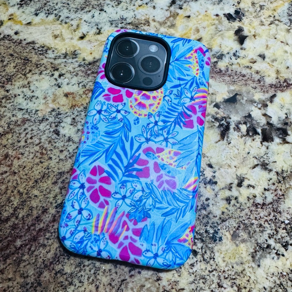 Blue Floral Phone Case for iPhone 15Pro - 🌴Vibrant Tropical Pattern